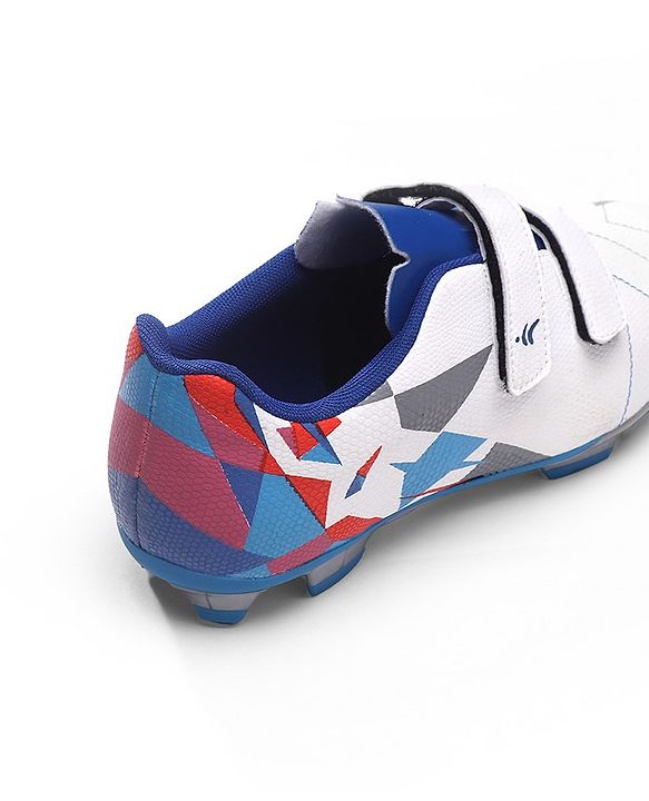 Pine Active Velcro Closure Soccer Shoes - White & Blue