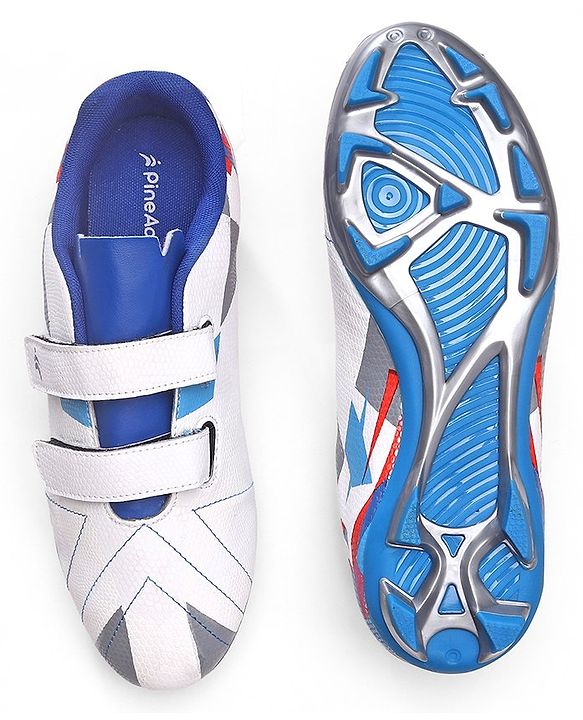 Pine Active Velcro Closure Soccer Shoes - White & Blue