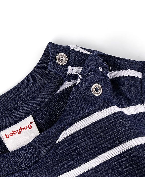 Babyhug Cotton Knit Full Sleeves Sweatshirt With Bus Graphics & Applique - Navy Blue