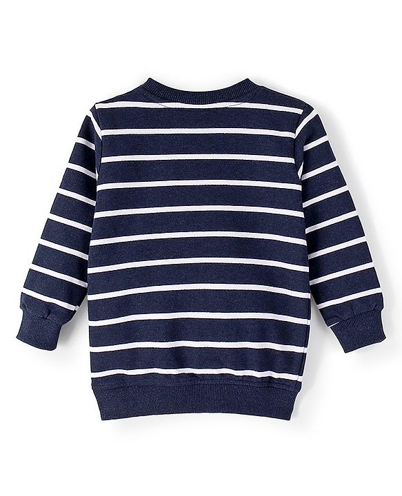 Babyhug Cotton Knit Full Sleeves Sweatshirt With Bus Graphics & Applique - Navy Blue