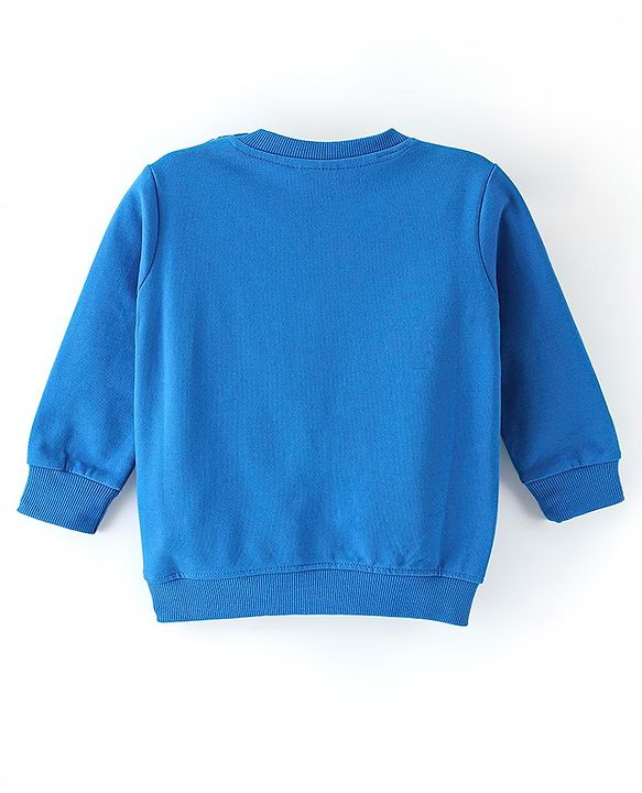 Babyhug Cotton Knit Full Sleeves Sweatshirt with Graphics  - Blue