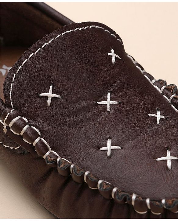 Cute Walk by Babyhug Formal & Partywear Slip On Hand Stitched Design Shoes - Brown