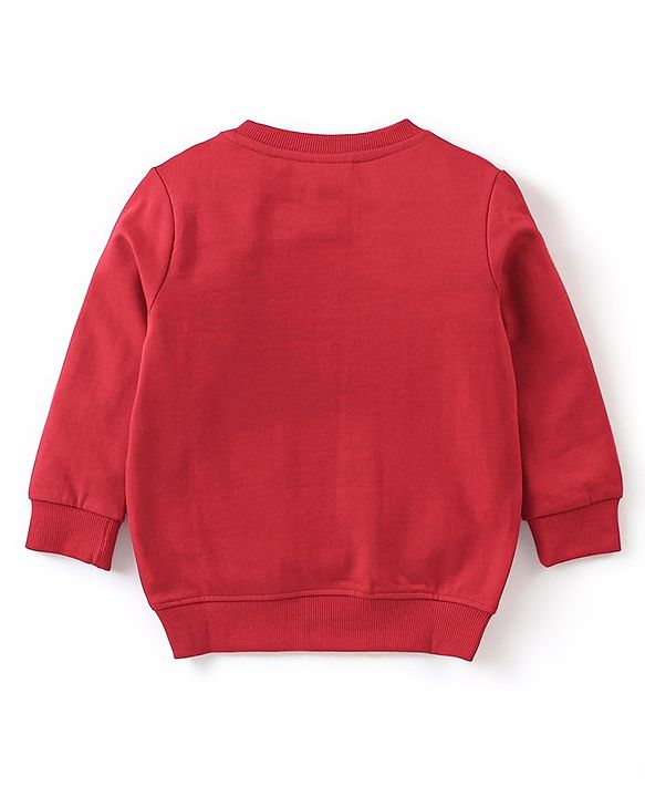 Babyhug Cotton Knit Full Sleeves Sweatshirts with Lion Graphics - Red
