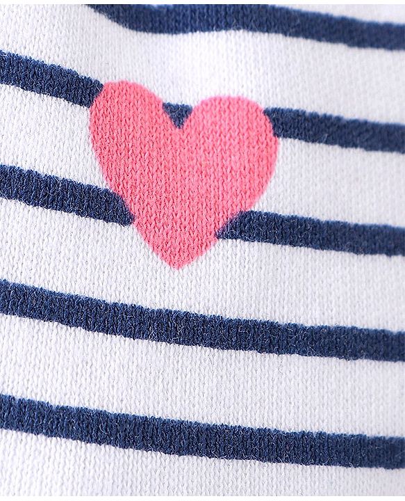 Babyhug 100% Cotton Cap Mittens And Booties Heart Printed - White