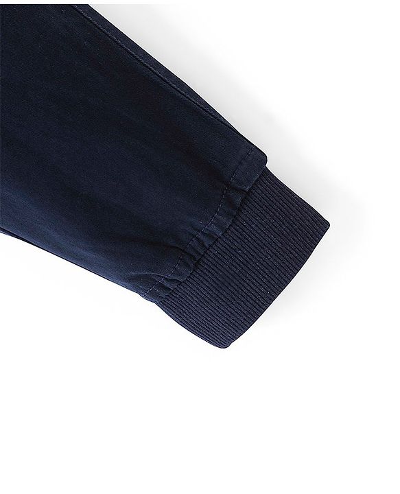 Pine Kids Cotton Elastane Full Length Solid Stretchable Track Pant with Draw Cord - Navy Blue