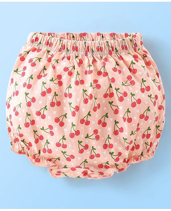 Babyhug Cotton Bloomers Polka Dots & Fruits Printed Pack of 3 - Multicolour