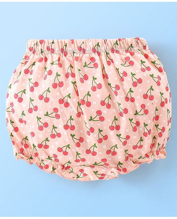 Babyhug Cotton Bloomers Polka Dots & Fruits Printed Pack of 3 - Multicolour