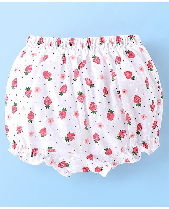 Babyhug Cotton Bloomers Polka Dots & Fruits Printed Pack of 3 - Multicolour