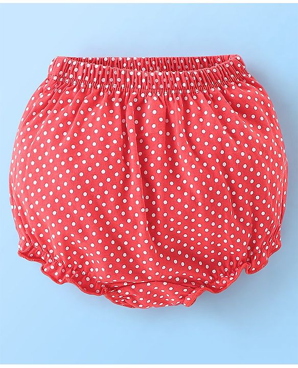 Babyhug Cotton Bloomers Polka Dots & Fruits Printed Pack of 3 - Multicolour