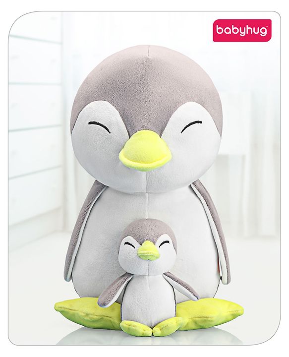 Babyhug Mother Baby Penguin Soft Toy Grey - Height 45 cm
