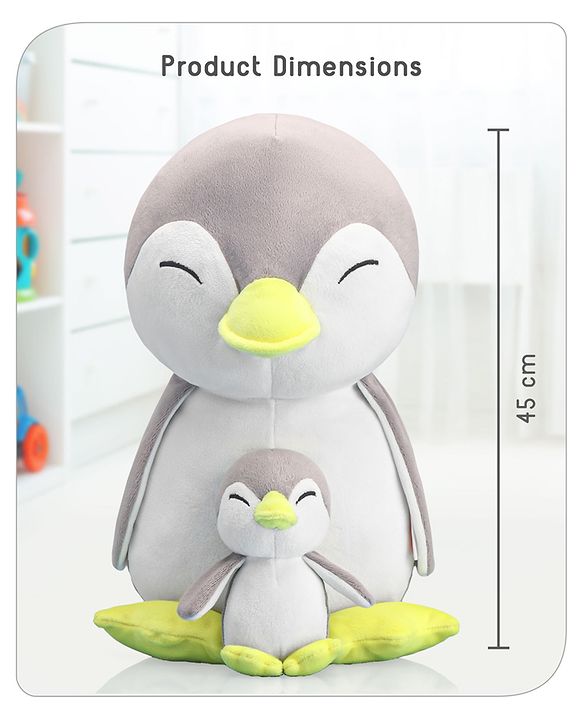 Babyhug Mother Baby Penguin Soft Toy Grey - Height 45 cm