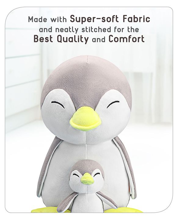 Babyhug Mother Baby Penguin Soft Toy Grey - Height 45 cm