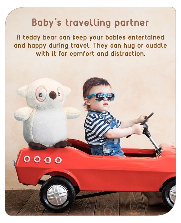 Babyhug Owl Soft Toy Cream- Height 31 cm