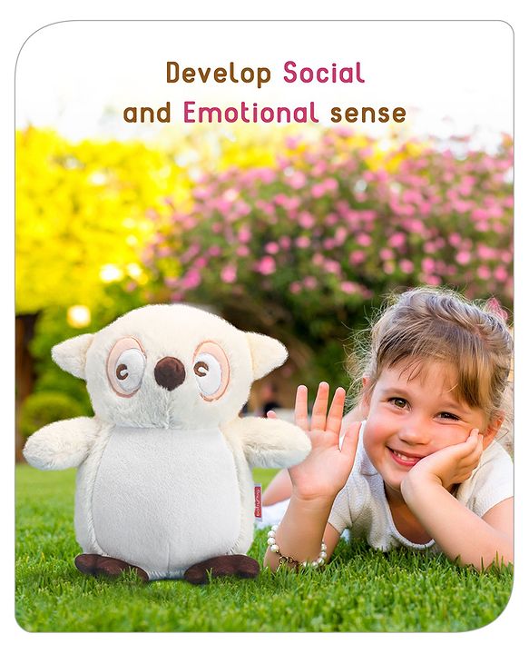 Babyhug Owl Soft Toy Cream- Height 31 cm