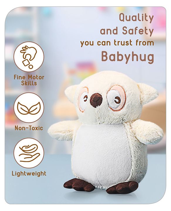 Babyhug Owl Soft Toy Cream- Height 31 cm