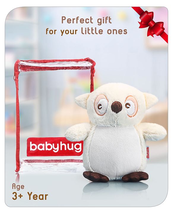 Babyhug Owl Soft Toy Cream- Height 31 cm