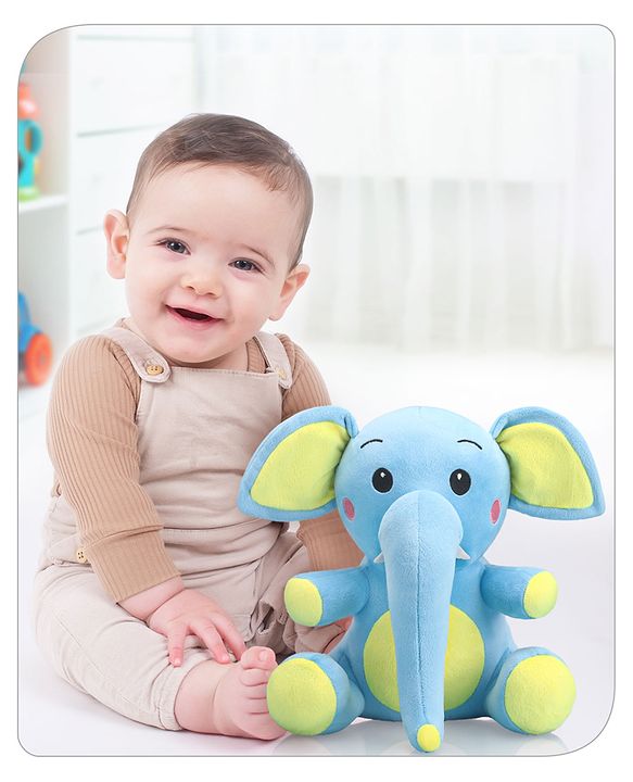 Babyhug Baby Elephant Soft Toy Blue-Height 27 cm
