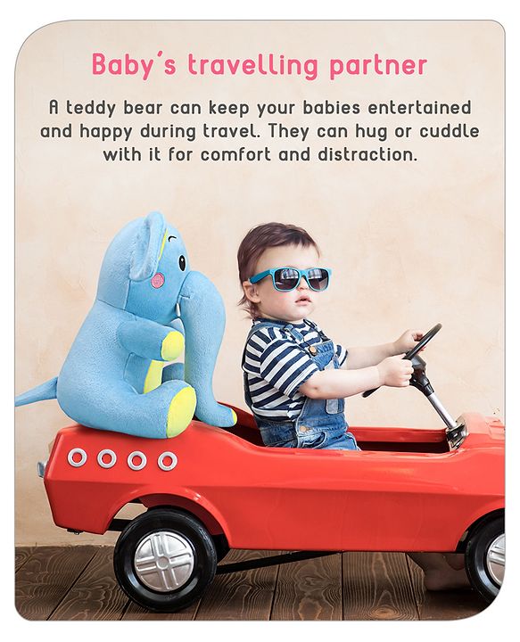 Babyhug Baby Elephant Soft Toy Blue-Height 27 cm