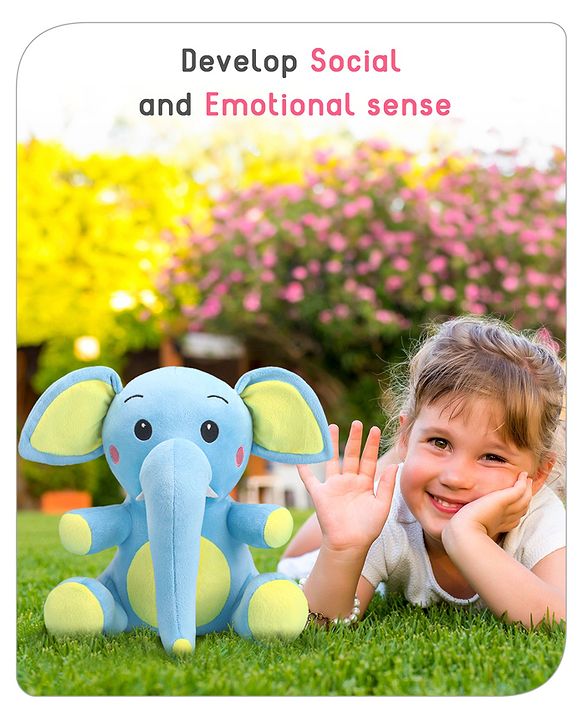 Babyhug Baby Elephant Soft Toy Blue-Height 27 cm