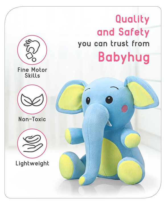 Babyhug Baby Elephant Soft Toy Blue-Height 27 cm