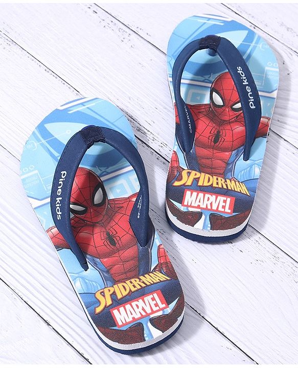 Pine Kids Spider Man Printed Slip On Flip Flop - Blue