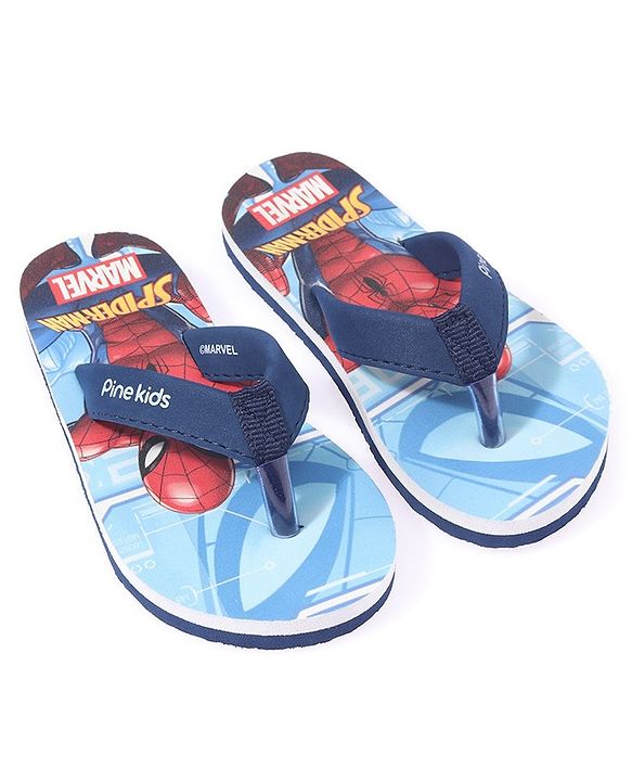 Pine Kids Spider Man Printed Slip On Flip Flop - Blue