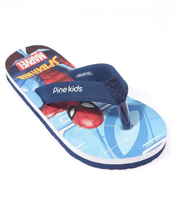 Pine Kids Spider Man Printed Slip On Flip Flop - Blue