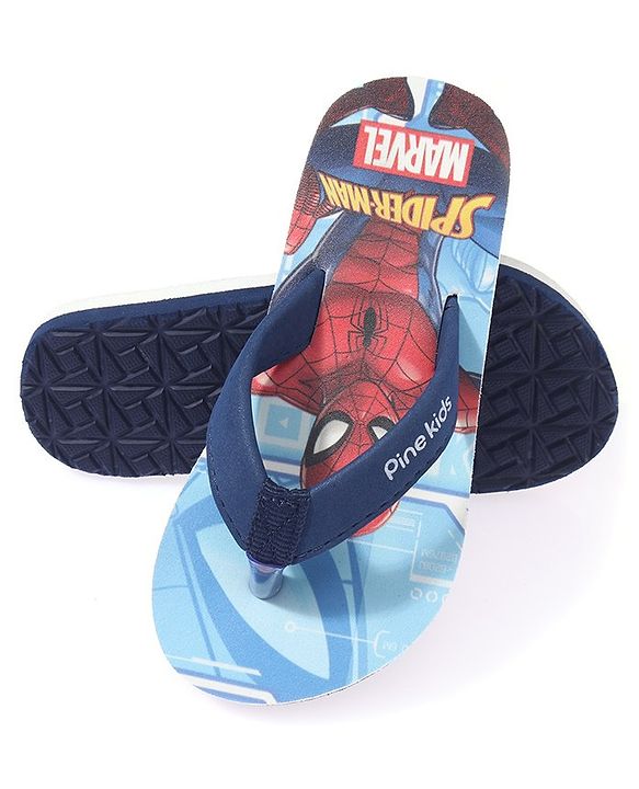 Pine Kids Spider Man Printed Slip On Flip Flop - Blue