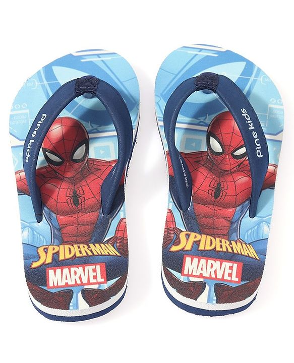 Pine Kids Spider Man Printed Slip On Flip Flop - Blue
