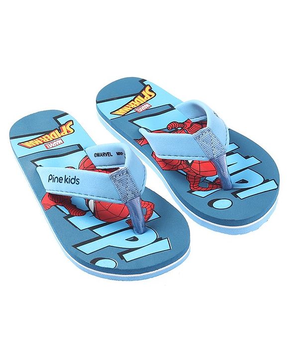 Pine Kids Slip On Style Flip Flops Spider Man Print - Blue