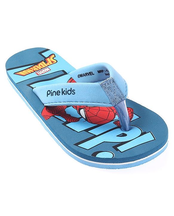 Pine Kids Slip On Style Flip Flops Spider Man Print - Blue