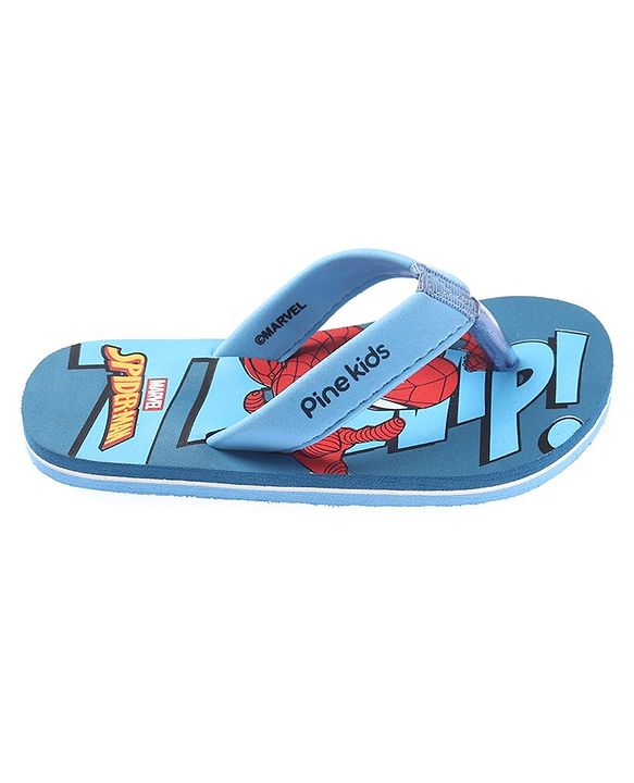 Pine Kids Slip On Style Flip Flops Spider Man Print - Blue