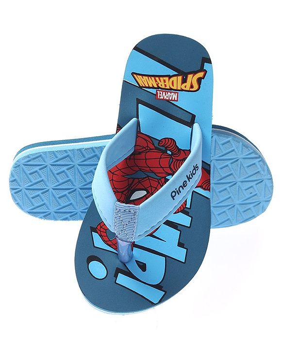 Pine Kids Slip On Style Flip Flops Spider Man Print - Blue