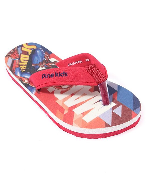 Pine Kids  Slip On Style Flip Flops Spider Man Print Red