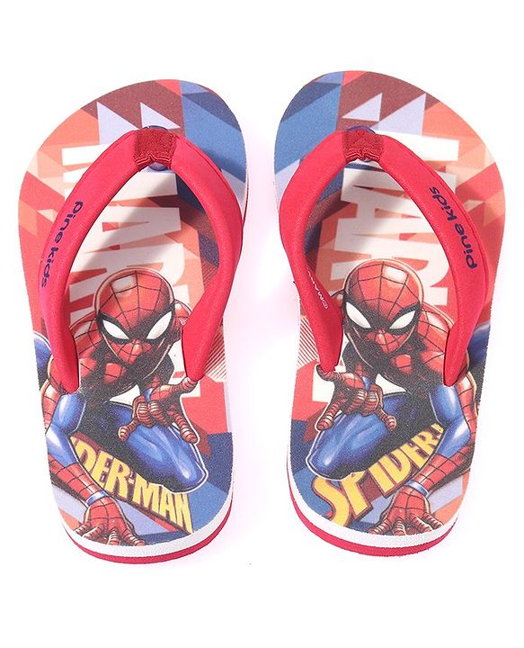 Pine Kids  Slip On Style Flip Flops Spider Man Print Red