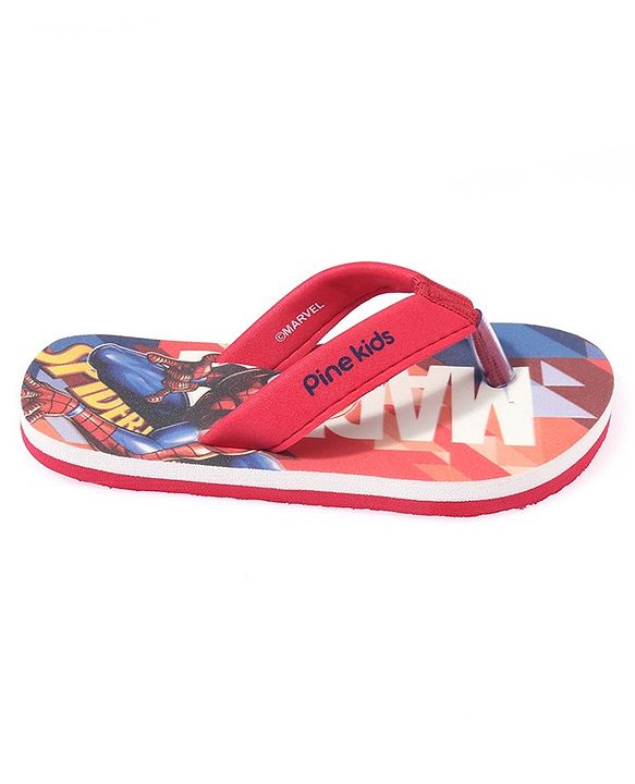 Pine Kids  Slip On Style Flip Flops Spider Man Print Red