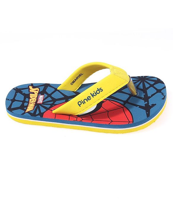 Pine Kids Spider Man Printed Slip On Flip Flop - Blue & Yellow