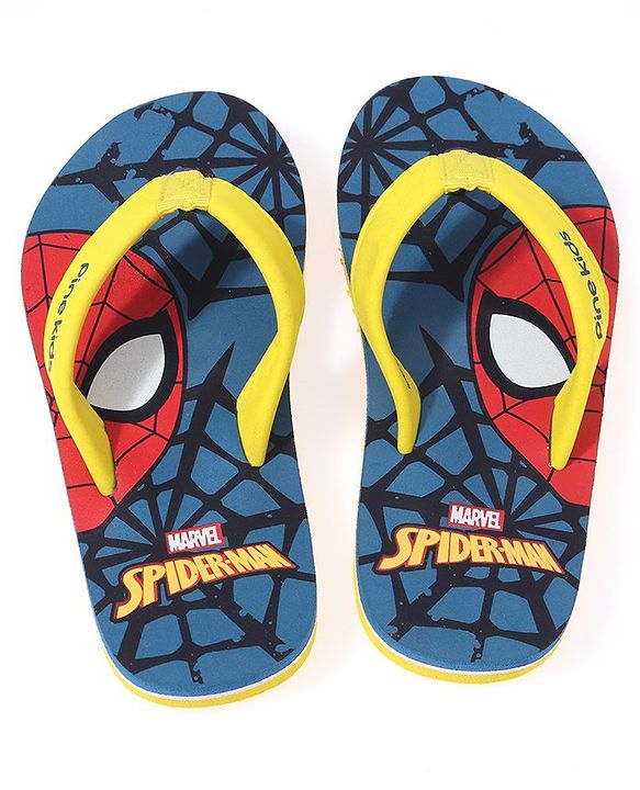 Pine Kids Spider Man Printed Slip On Flip Flop - Blue & Yellow