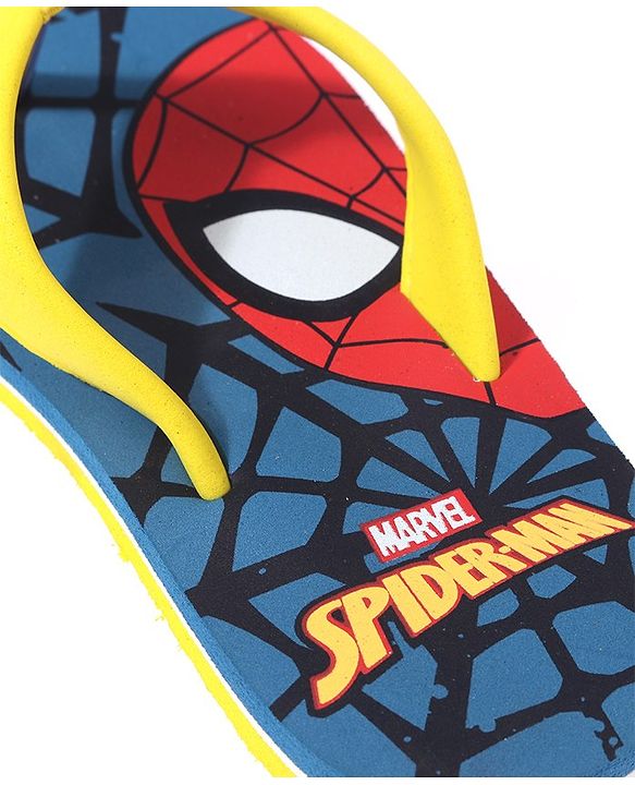 Pine Kids Spider Man Printed Slip On Flip Flop - Blue & Yellow