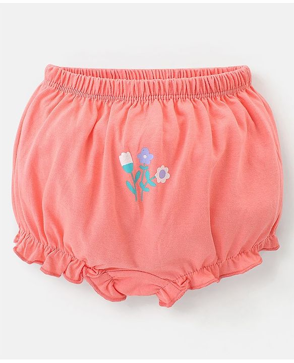 Babyhug Cotton Knit Bloomers Floral & Stripes Print Pack of 5 - Multicolor