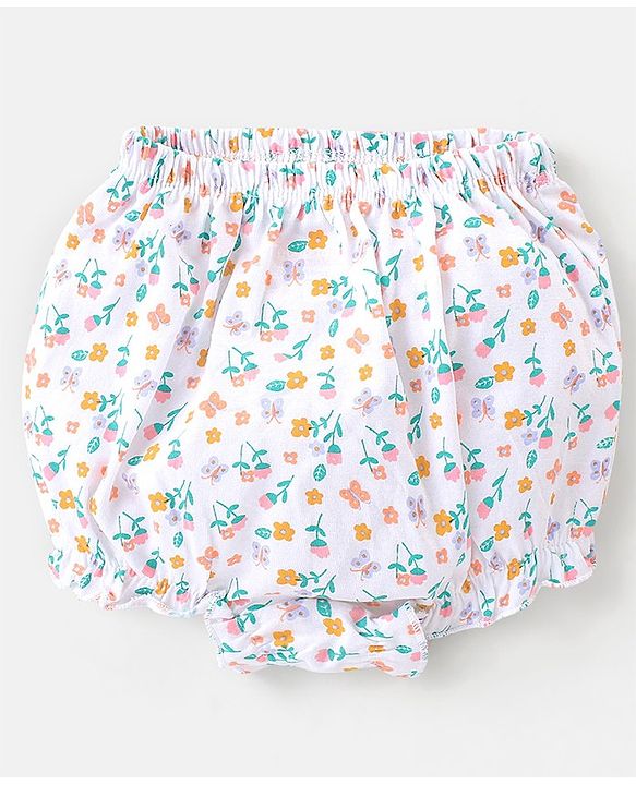 Babyhug Cotton Knit Bloomers Floral & Stripes Print Pack of 5 - Multicolor
