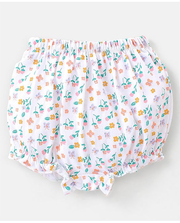 Babyhug Cotton Knit Bloomers Floral & Stripes Print Pack of 5 - Multicolor