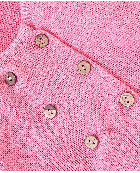 Babyhug Knit Full Sleeves Solid Color Shrug - Dark Pink