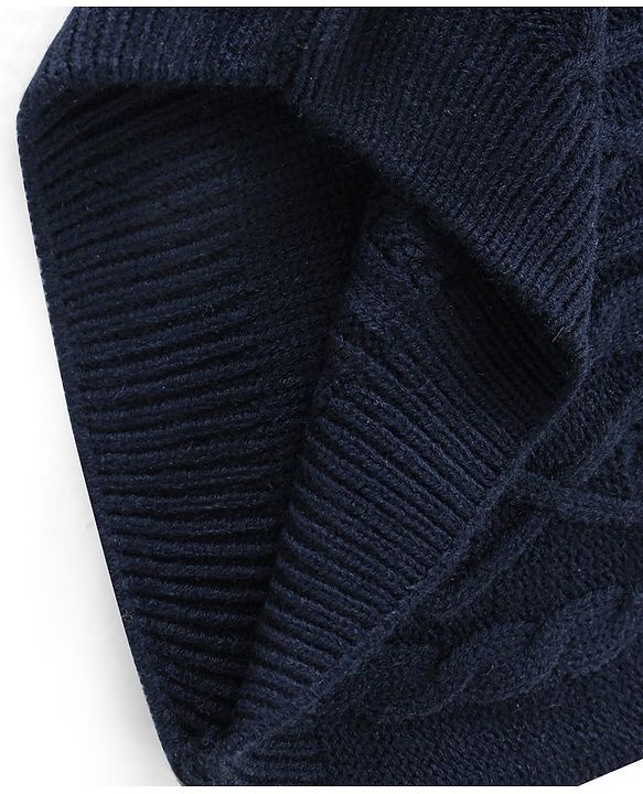 Babyhug Full Sleeves Sweater with Cable Knit Design - Navy