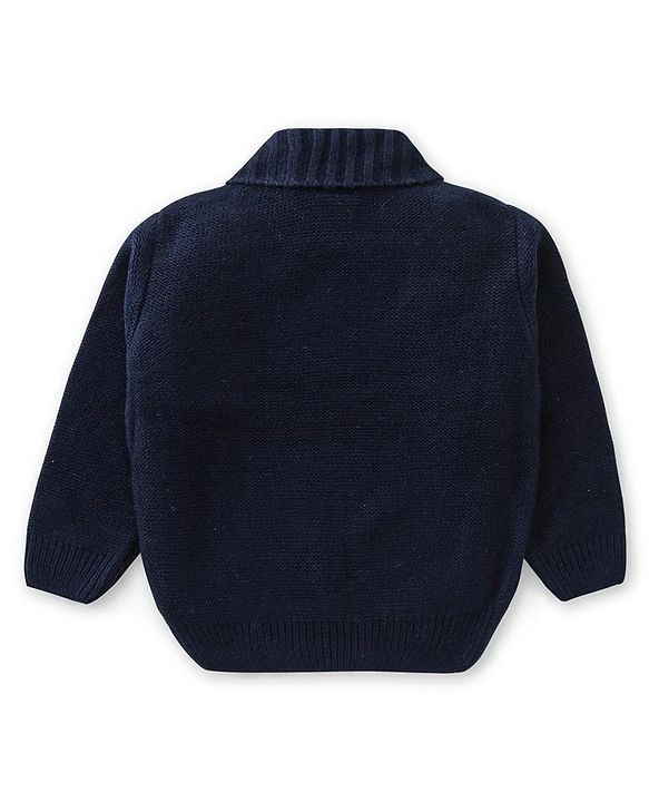 Babyhug Full Sleeves Sweater with Cable Knit Design - Navy