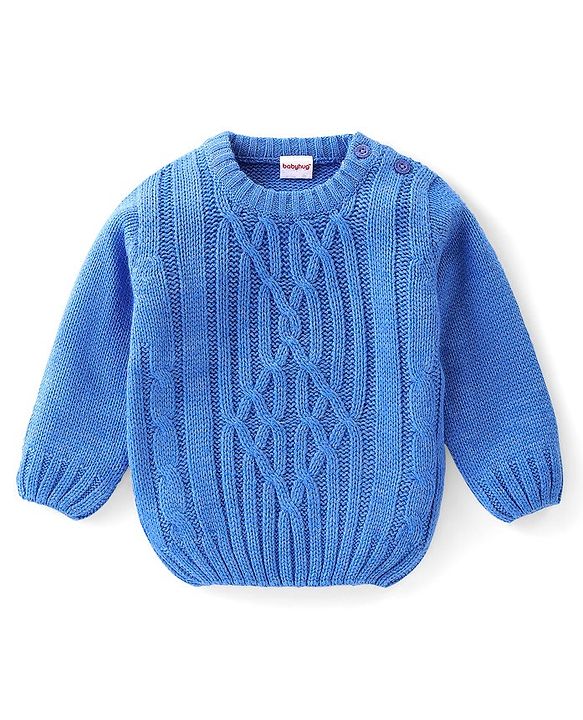 Babyhug Knit Full Sleeves Pullover Cable Knit Design - Blue