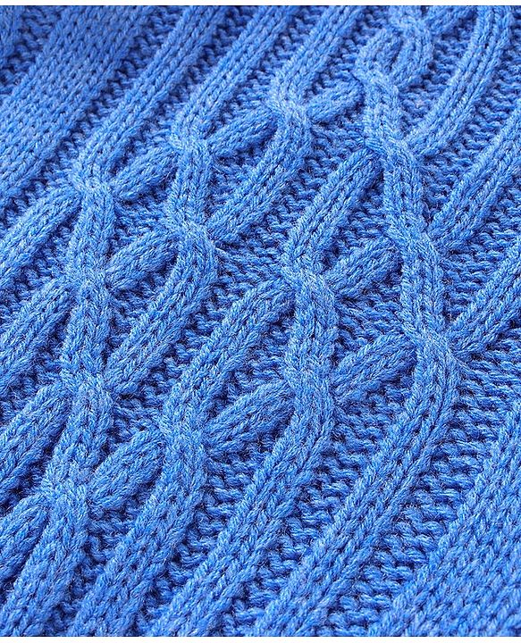 Babyhug Knit Full Sleeves Pullover Cable Knit Design - Blue