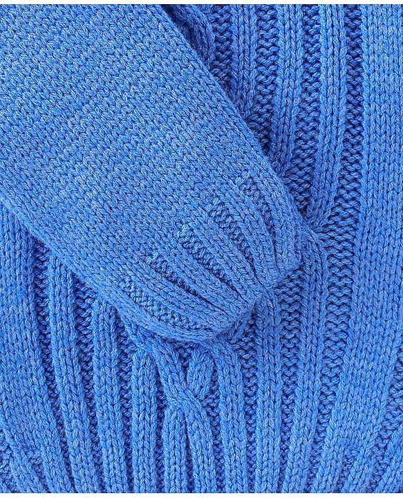 Babyhug Knit Full Sleeves Pullover Cable Knit Design - Blue