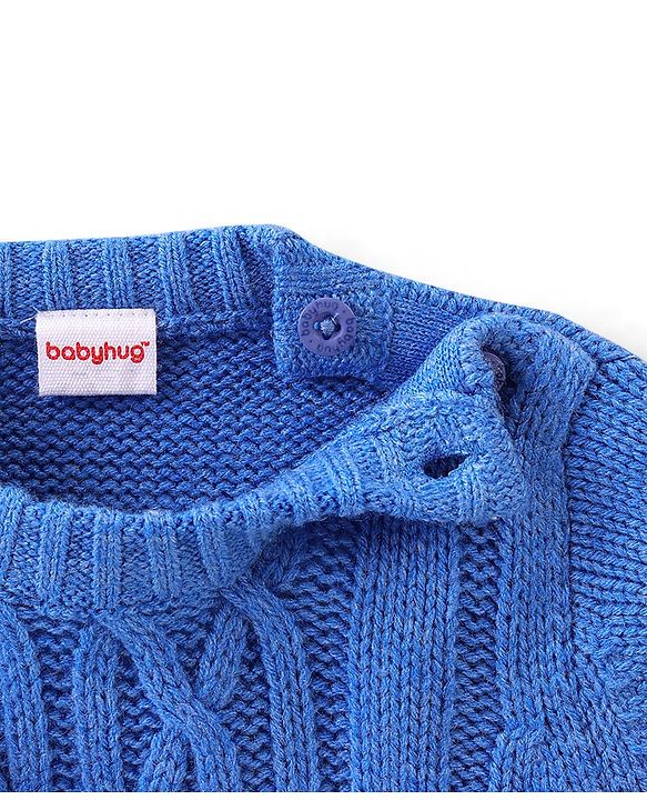Babyhug Knit Full Sleeves Pullover Cable Knit Design - Blue
