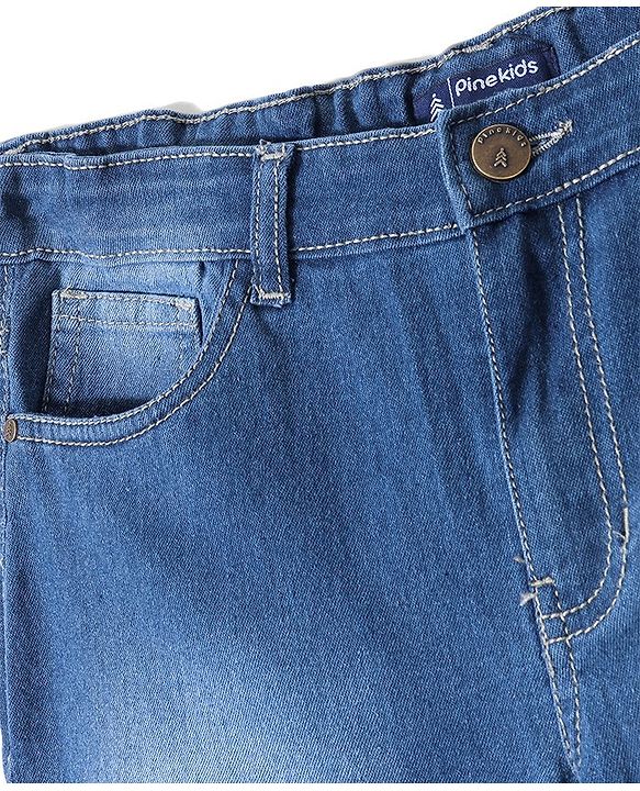 Pine Kids Denim Full Length Adjustable Elasticated Slim Fit Jeans - Mid Blue